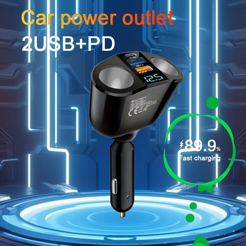 Dual-Port-Autoladegerät-Adapter: Laden Sie mehrere Geräte gleichzeitig mit der digitalen Anzeige auf!