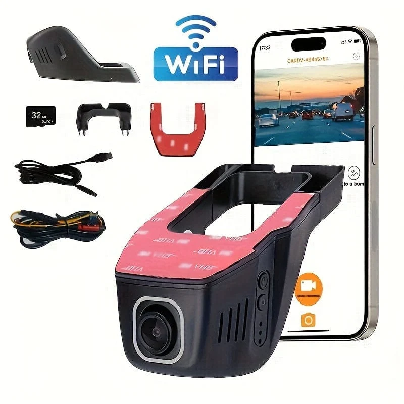 Versteckter HD-Fahrrekorder ohne Bildschirm, WiFi-Mobiltelefonverbindung, unterstützt 24-Stunden-Parküberwachung und USB-Stromversorgung