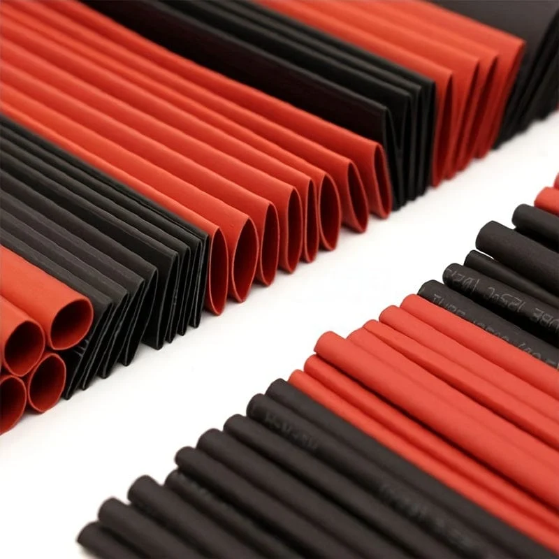 127 Stück schwarz-roter Schrumpfschlauch 2:1-Sortiment Polyolefin-Rohr Autokabel-Hülsen-Wickeldraht-Set