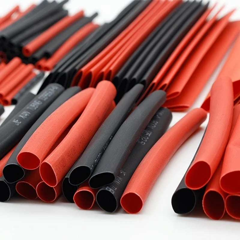127 Stück schwarz-roter Schrumpfschlauch 2:1-Sortiment Polyolefin-Rohr Autokabel-Hülsen-Wickeldraht-Set