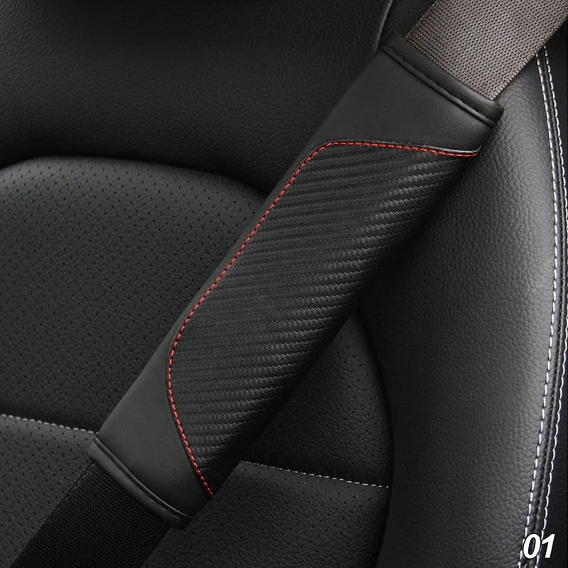 Auto-Sicherheitsgurt-Abdeckung, Karbonfaser-Kunstleder, Sicherheitsgurt-Polsterhalter, universelle Auto-Sicherheitsgurt-Abdeckungen, Schulterschutz, Auto-Innenzubehör