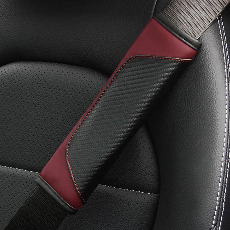 Auto-Sicherheitsgurt-Abdeckung, Karbonfaser-Kunstleder, Sicherheitsgurt-Polsterhalter, universelle Auto-Sicherheitsgurt-Abdeckungen, Schulterschutz, Auto-Innenzubehör