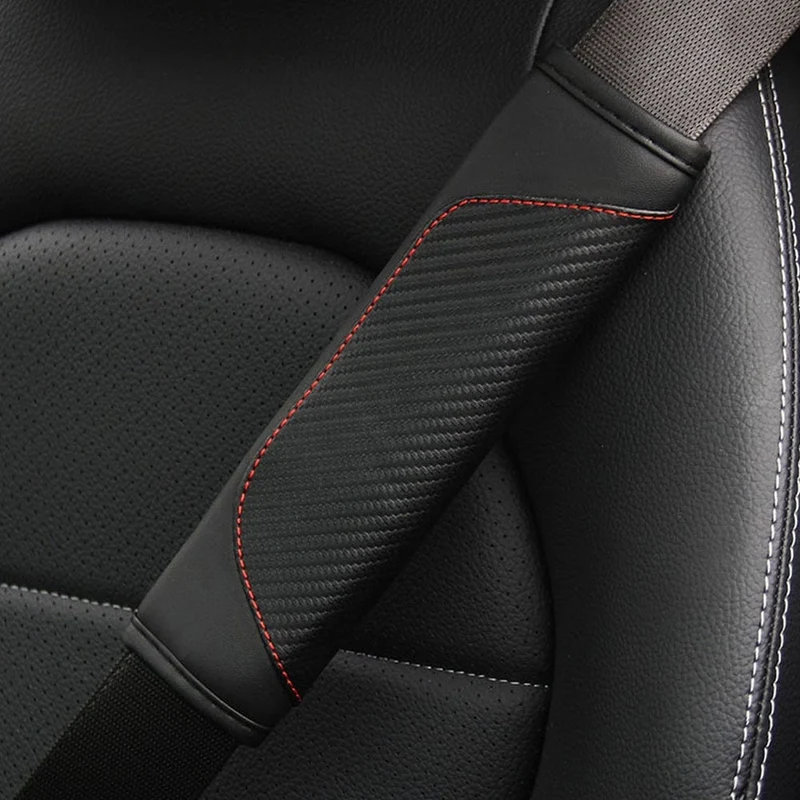 Auto-Sicherheitsgurt-Abdeckung, Karbonfaser-Kunstleder, Sicherheitsgurt-Polsterhalter, universelle Auto-Sicherheitsgurt-Abdeckungen, Schulterschutz, Auto-Innenzubehör