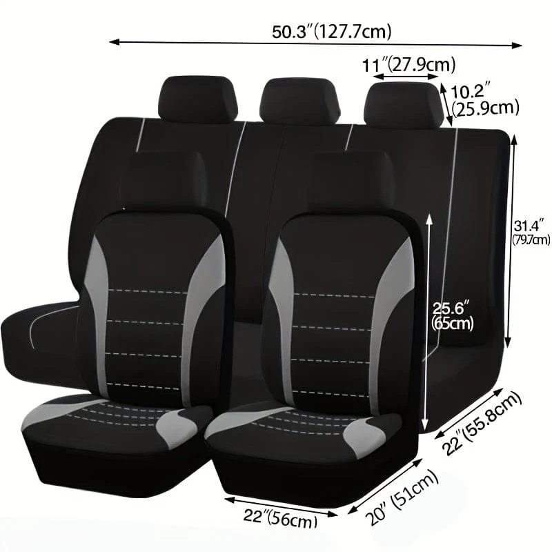Sitzbezüge 9-tlg. Set Autokissen Autozubehör Sitzschutz Fünfsitzer Universal Schwarz Grau Blau Rot