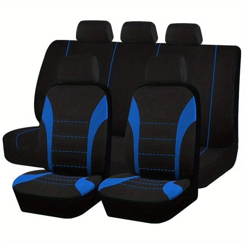 Sitzbezüge 9-tlg. Set Autokissen Autozubehör Sitzschutz Fünfsitzer Universal Schwarz Grau Blau Rot