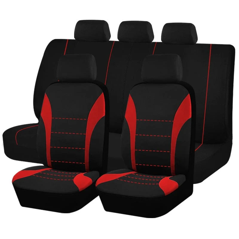Sitzbezüge 9-tlg. Set Autokissen Autozubehör Sitzschutz Fünfsitzer Universal Schwarz Grau Blau Rot