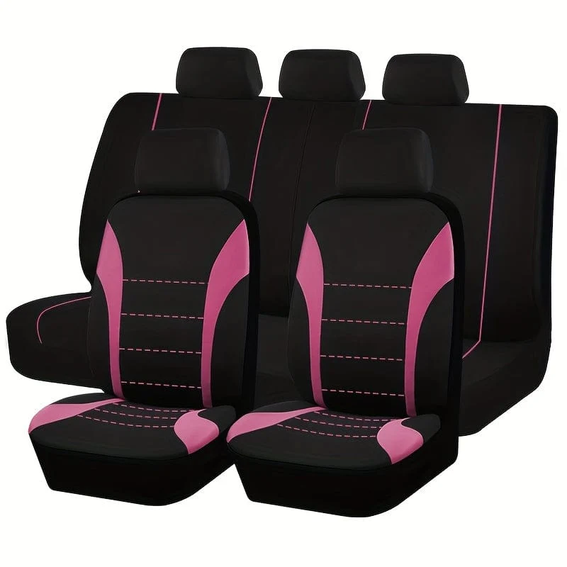 Sitzbezüge 9-tlg. Set Autokissen Autozubehör Sitzschutz Fünfsitzer Universal Schwarz Grau Blau Rot