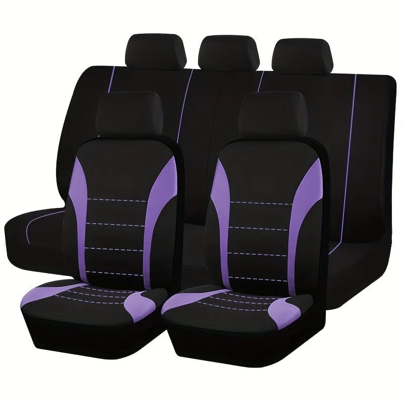 Sitzbezüge 9-tlg. Set Autokissen Autozubehör Sitzschutz Fünfsitzer Universal Schwarz Grau Blau Rot
