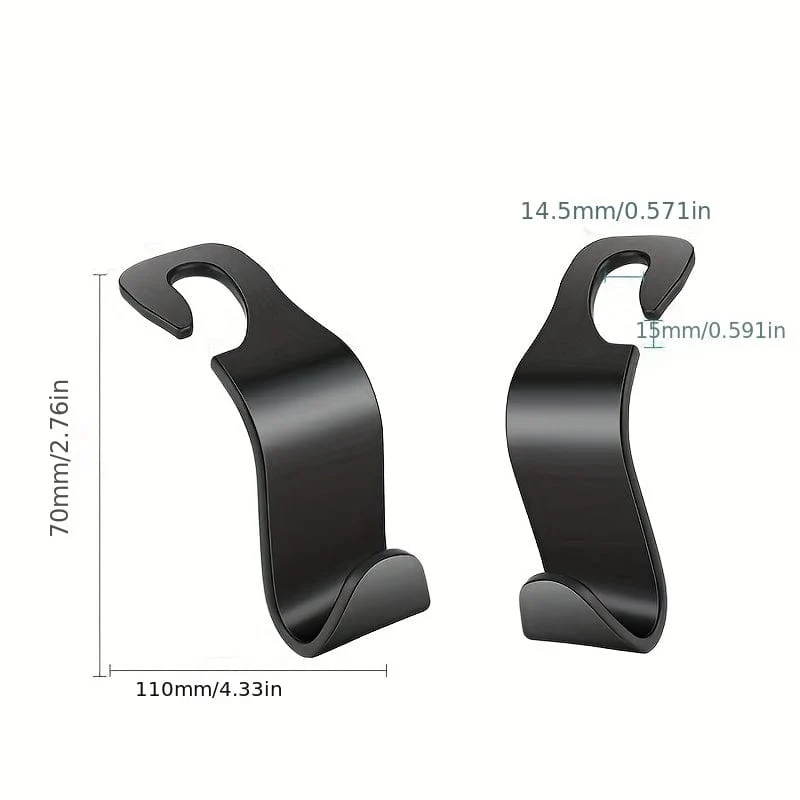 2 Stück Auto-Haken, Auto-ABS hinten, versteckt, aufklebbar, 7-förmiger kleiner Haken, Auto-Rücksitz-Organizer, Kleiderbügel für Handtaschen, Mäntel, Kleidung, Aufbewahrungstaschen, Geldbörse