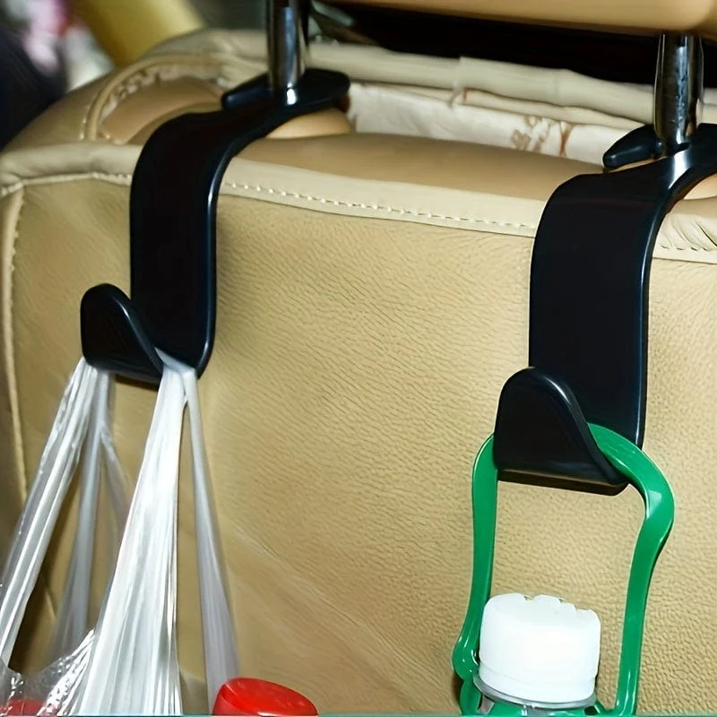 2 Stück Auto-Haken, Auto-ABS hinten, versteckt, aufklebbar, 7-förmiger kleiner Haken, Auto-Rücksitz-Organizer, Kleiderbügel für Handtaschen, Mäntel, Kleidung, Aufbewahrungstaschen, Geldbörse