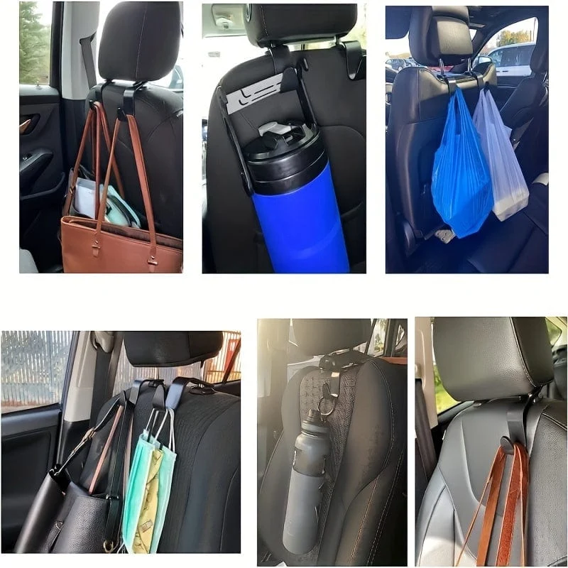 2 Stück Auto-Haken, Auto-ABS hinten, versteckt, aufklebbar, 7-förmiger kleiner Haken, Auto-Rücksitz-Organizer, Kleiderbügel für Handtaschen, Mäntel, Kleidung, Aufbewahrungstaschen, Geldbörse