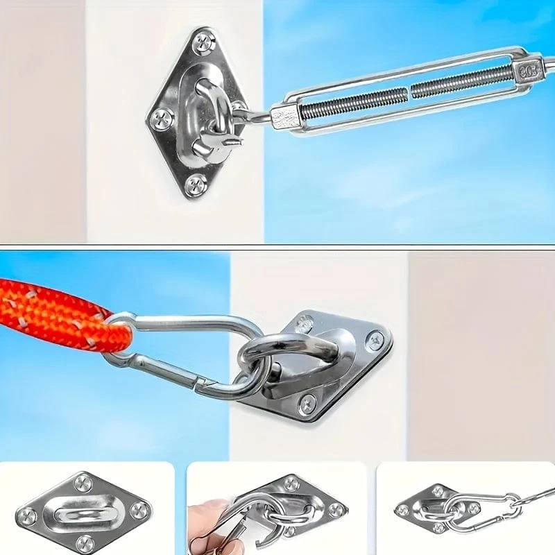 40-teiliges Sonnenschutz-Segel-Hardware-Set aus Edelstahl 304 für die Installation von rechteckigen, quadratischen und dreieckigen Sonnensegeln auf Terrasse, Rasen und Garten, robustes, rostfreies Segel-Schatten-Hardware-Set, 12.7 cm