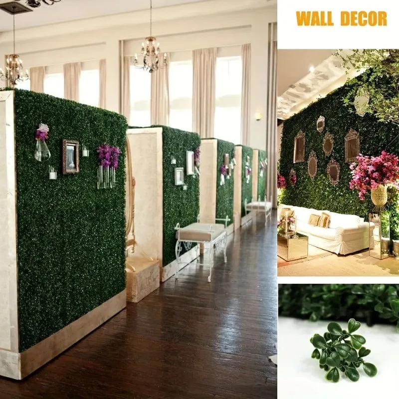 Set mit 10 künstlichen Pflanzenblättern, Wandpaneelen, Heckengras-Pad, Begrünung, Zaundekoration, Gras-Hintergrundwand, Garten, Hof, Zuhause, Wanddekoration, 25 x 25 cm