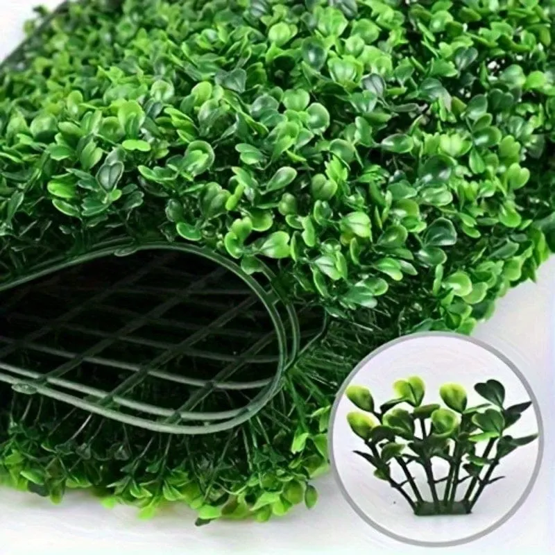 Set mit 10 künstlichen Pflanzenblättern, Wandpaneelen, Heckengras-Pad, Begrünung, Zaundekoration, Gras-Hintergrundwand, Garten, Hof, Zuhause, Wanddekoration, 25 x 25 cm