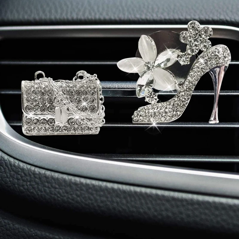 2 Stück Bling High Heel Bag Auto Lufterfrischer Clips für Frauen Auto Air Outlet Dekoration