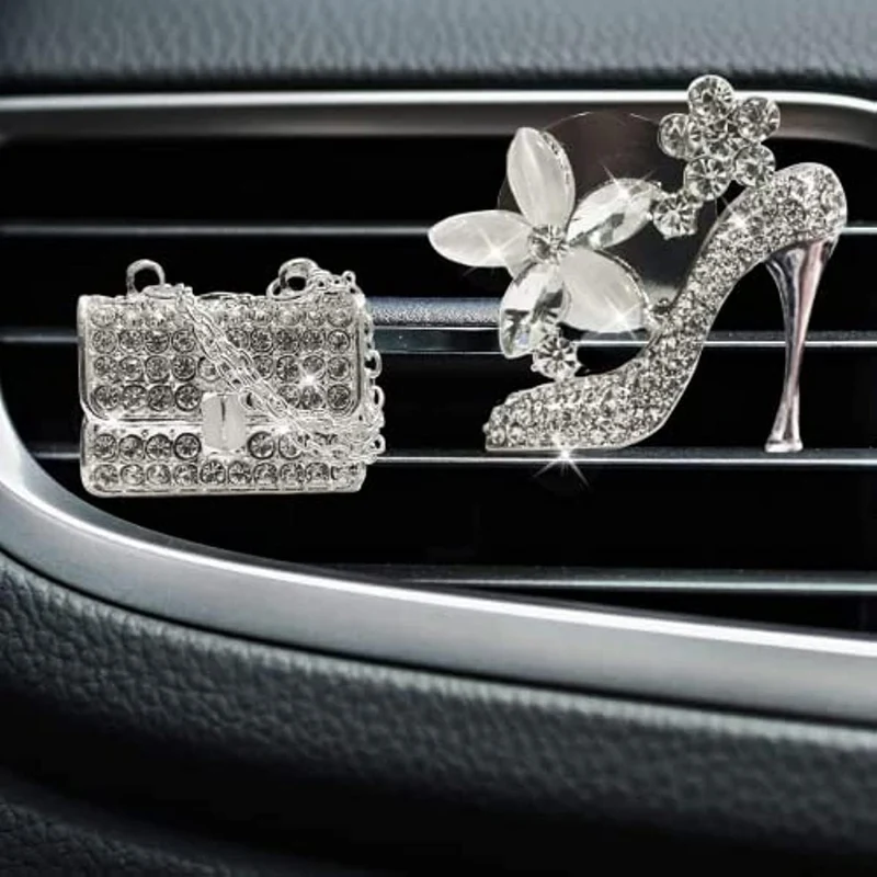 2 Stück Bling High Heel Bag Auto Lufterfrischer Clips für Frauen Auto Air Outlet Dekoration