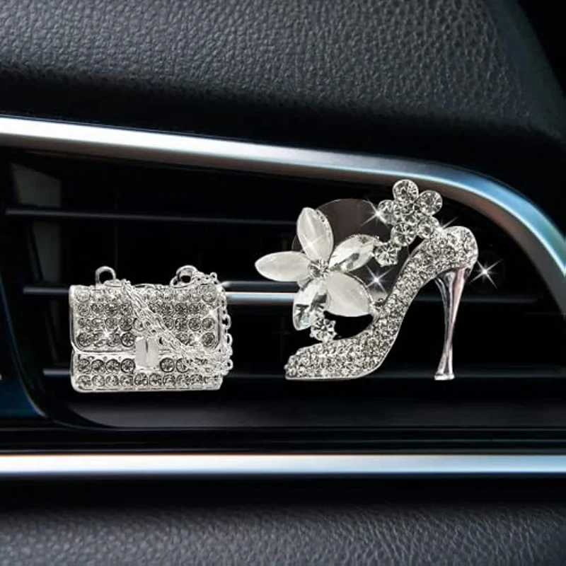 2 Stück Bling High Heel Bag Auto Lufterfrischer Clips für Frauen Auto Air Outlet Dekoration