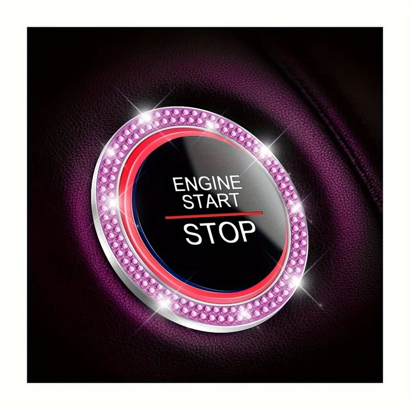 1 Stück Auto-Bling-Motorstartring-Aufkleber, Auto-Druckstartknopf-Abdeckung, Schlüssel-Zündknopf-Bling-Ring, funkelndes Auto-Innenzubehör für Frauen