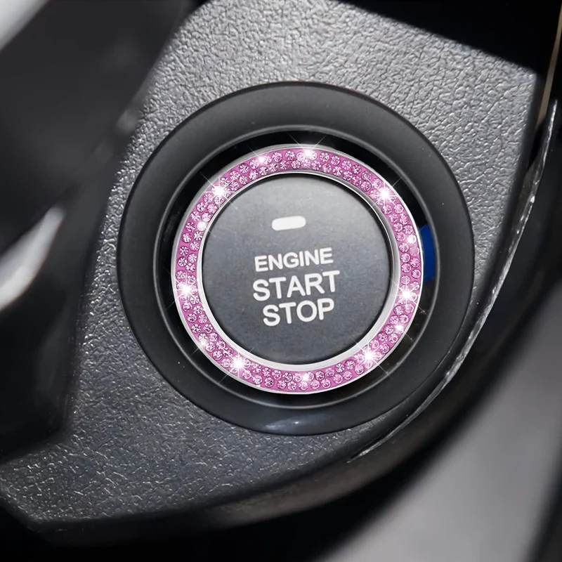 1 Stück Auto-Bling-Motorstartring-Aufkleber, Auto-Druckstartknopf-Abdeckung, Schlüssel-Zündknopf-Bling-Ring, funkelndes Auto-Innenzubehör für Frauen