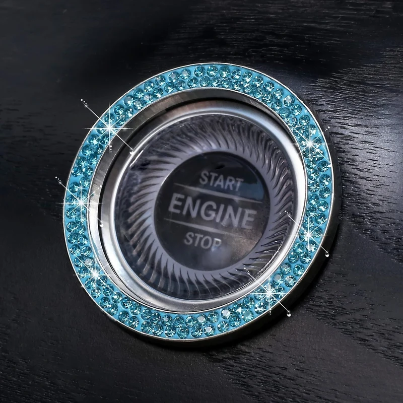 1 Stück Auto-Bling-Motorstartring-Aufkleber, Auto-Druckstartknopf-Abdeckung, Schlüssel-Zündknopf-Bling-Ring, funkelndes Auto-Innenzubehör für Frauen