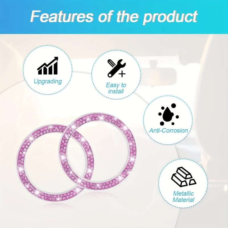 1 Stück Auto-Bling-Motorstartring-Aufkleber, Auto-Druckstartknopf-Abdeckung, Schlüssel-Zündknopf-Bling-Ring, funkelndes Auto-Innenzubehör für Frauen