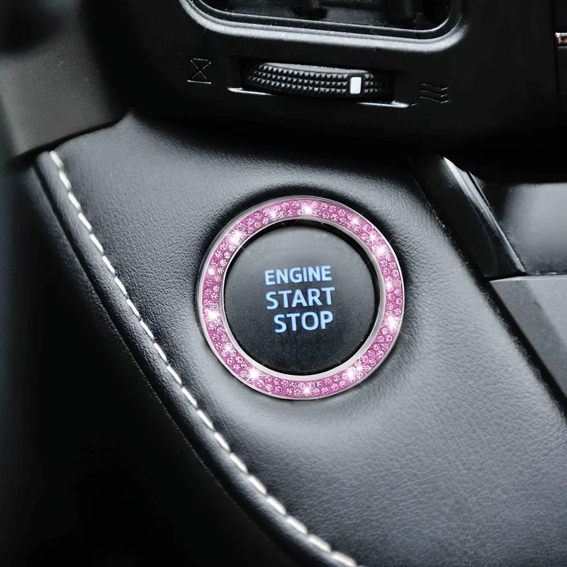 1 Stück Auto-Bling-Motorstartring-Aufkleber, Auto-Druckstartknopf-Abdeckung, Schlüssel-Zündknopf-Bling-Ring, funkelndes Auto-Innenzubehör für Frauen
