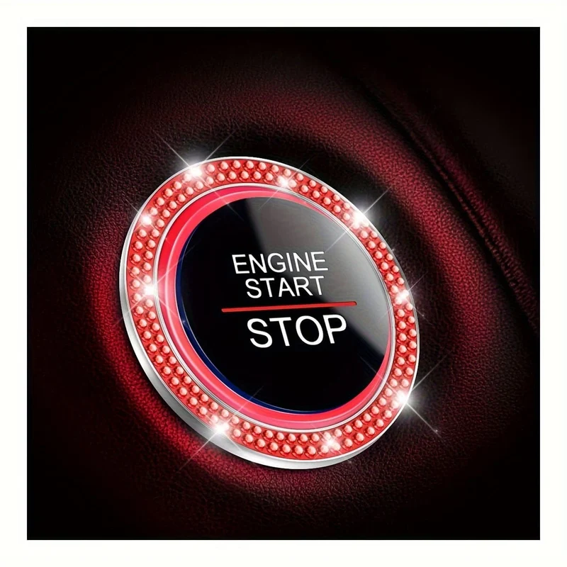 1 Stück Auto-Bling-Motorstartring-Aufkleber, Auto-Druckstartknopf-Abdeckung, Schlüssel-Zündknopf-Bling-Ring, funkelndes Auto-Innenzubehör für Frauen