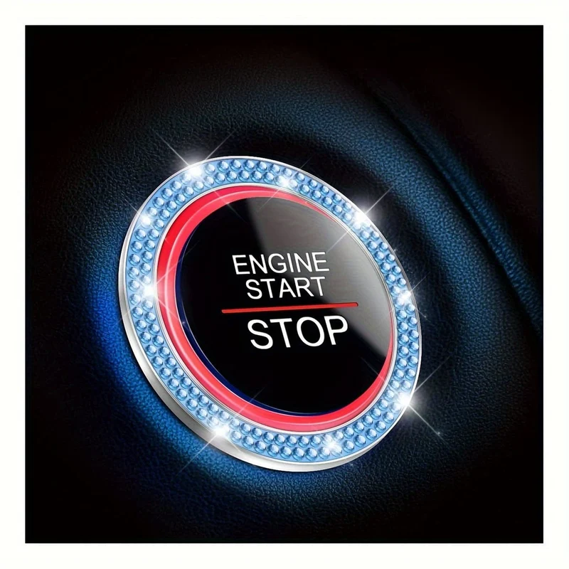 1 Stück Auto-Bling-Motorstartring-Aufkleber, Auto-Druckstartknopf-Abdeckung, Schlüssel-Zündknopf-Bling-Ring, funkelndes Auto-Innenzubehör für Frauen