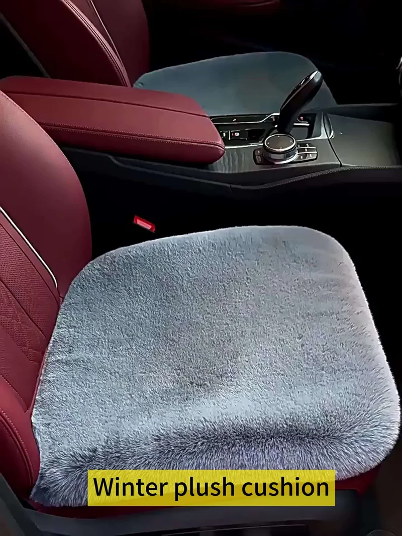 1pc Auto Sitzkissen Winter Plüsch Winter Wärme Dicke Wolle Quadrat Kissen, Weiche Wolle Faux Kaninchen Fell auto Sitzbezüge