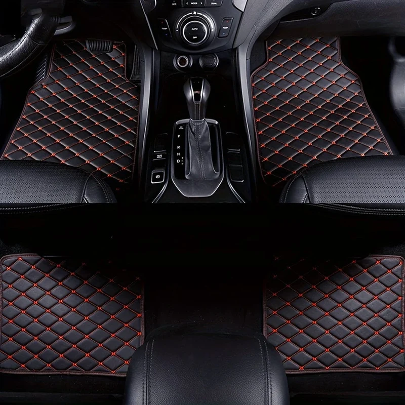 4 Stück Auto-Fußmatten, universell, wasserdicht, vorne und hinten, komplettes Set, Auto-Teppiche, Leder, Auto-Teppich-Zubehör, Innenausstattung