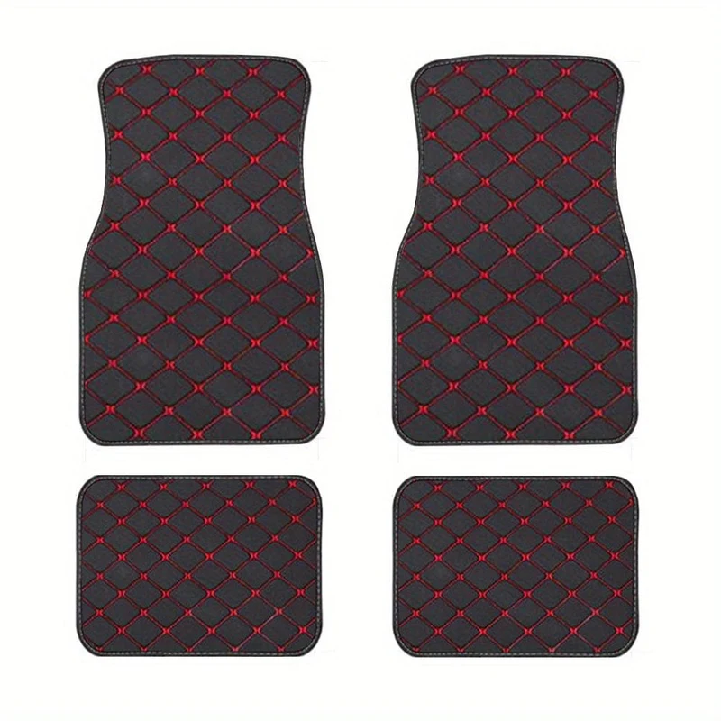 4 Stück Auto-Fußmatten, universell, wasserdicht, vorne und hinten, komplettes Set, Auto-Teppiche, Leder, Auto-Teppich-Zubehör, Innenausstattung