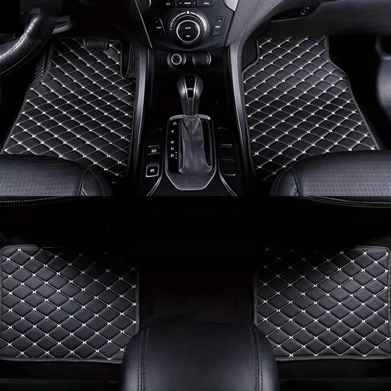 4 Stück Auto-Fußmatten, universell, wasserdicht, vorne und hinten, komplettes Set, Auto-Teppiche, Leder, Auto-Teppich-Zubehör, Innenausstattung