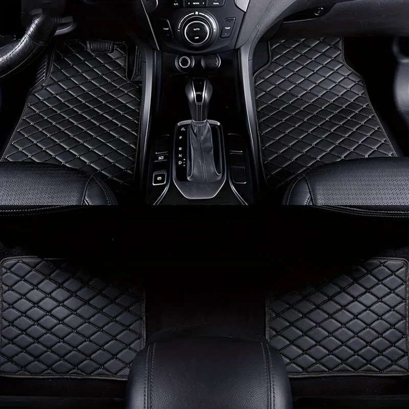 4 Stück Auto-Fußmatten, universell, wasserdicht, vorne und hinten, komplettes Set, Auto-Teppiche, Leder, Auto-Teppich-Zubehör, Innenausstattung