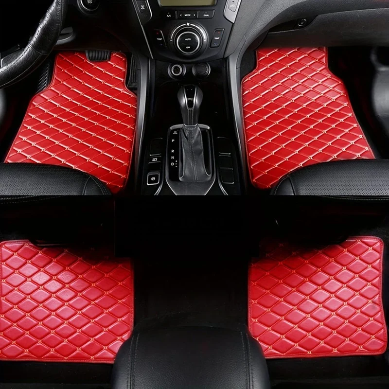 4 Stück Auto-Fußmatten, universell, wasserdicht, vorne und hinten, komplettes Set, Auto-Teppiche, Leder, Auto-Teppich-Zubehör, Innenausstattung