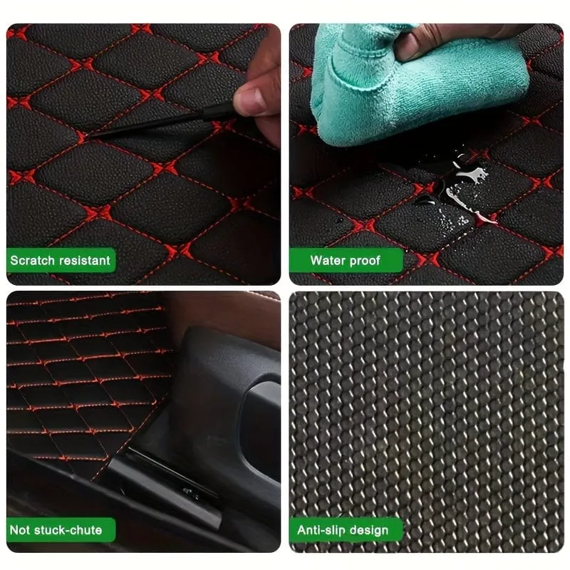 4 Stück Auto-Fußmatten, universell, wasserdicht, vorne und hinten, komplettes Set, Auto-Teppiche, Leder, Auto-Teppich-Zubehör, Innenausstattung