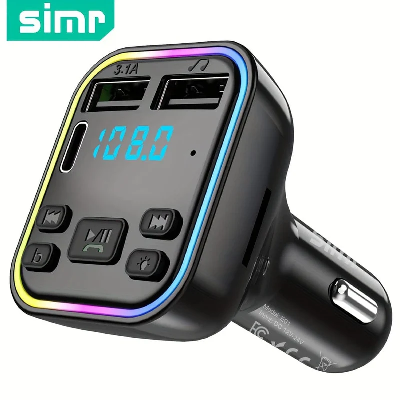 Auto-MP3-Player, kabelloser FM-Transmitter, Typ C, USB-C, Schnellladung, Dual-USB-Autoladegerät, Freisprecheinrichtung, MP3-Player, FM-Modulator