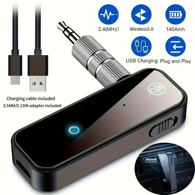 Wireless 5.0-Adapter, 3.5-mm-Klinken-Aux-Dongle, 2-in-1-Wireless-Empfänger für TV-Audio, Projektor, PC, Kopfhörer, Auto