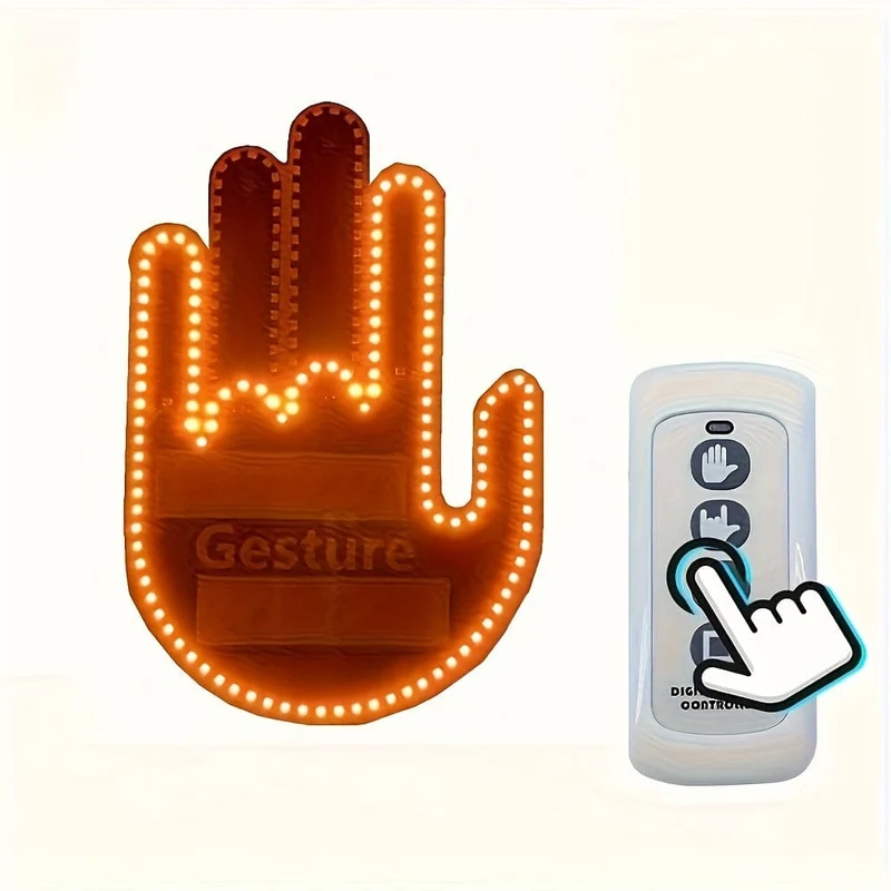 Neues LED-beleuchtetes Gestenlicht im Auto, Fingerlicht mit Fernbedienung, Road Rage Signs, Gestenlicht, Handlampe, Licht, dekorative Autoaufkleber