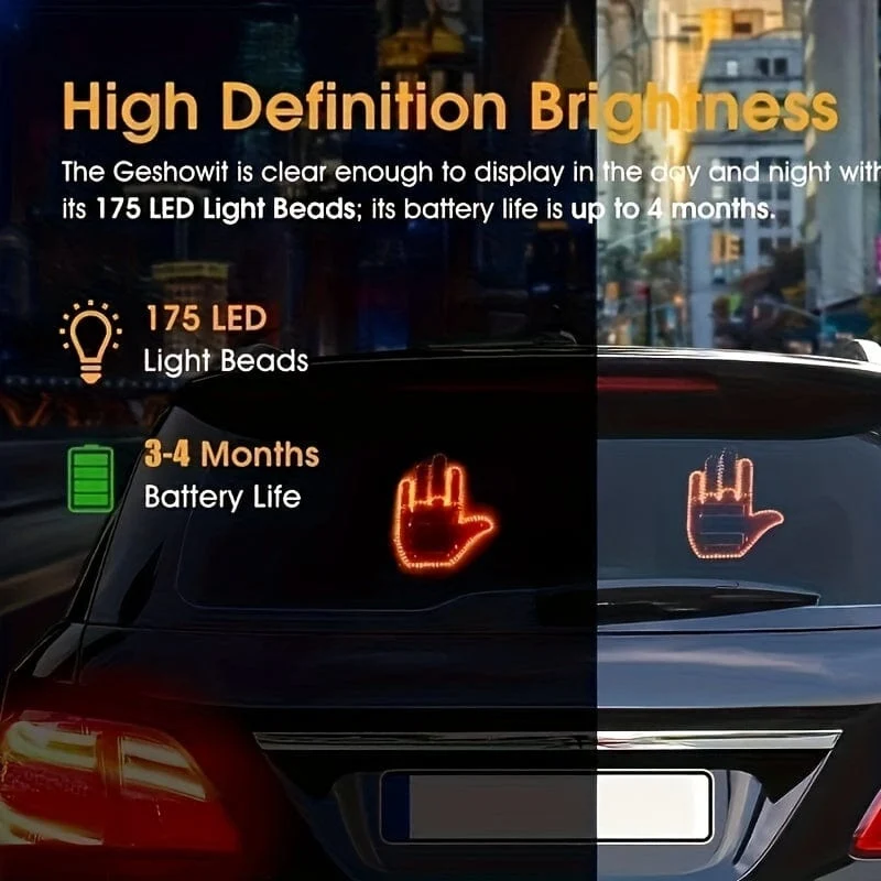 Neues LED-beleuchtetes Gestenlicht im Auto, Fingerlicht mit Fernbedienung, Road Rage Signs, Gestenlicht, Handlampe, Licht, dekorative Autoaufkleber