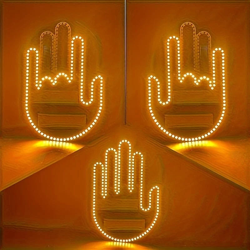 Neues LED-beleuchtetes Gestenlicht im Auto, Fingerlicht mit Fernbedienung, Road Rage Signs, Gestenlicht, Handlampe, Licht, dekorative Autoaufkleber