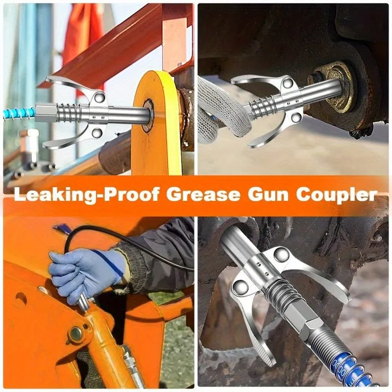 1 Stück Fettpistolen-Kupplung, doppelt verbreiterter Griff, Schnellverschluss, Fettspitzen und Enden, Kupplungen, Nenndruck 10 PSI, kompatibel mit allen Fettpressen mit 000/1-Zoll-NPT-Anschlüssen