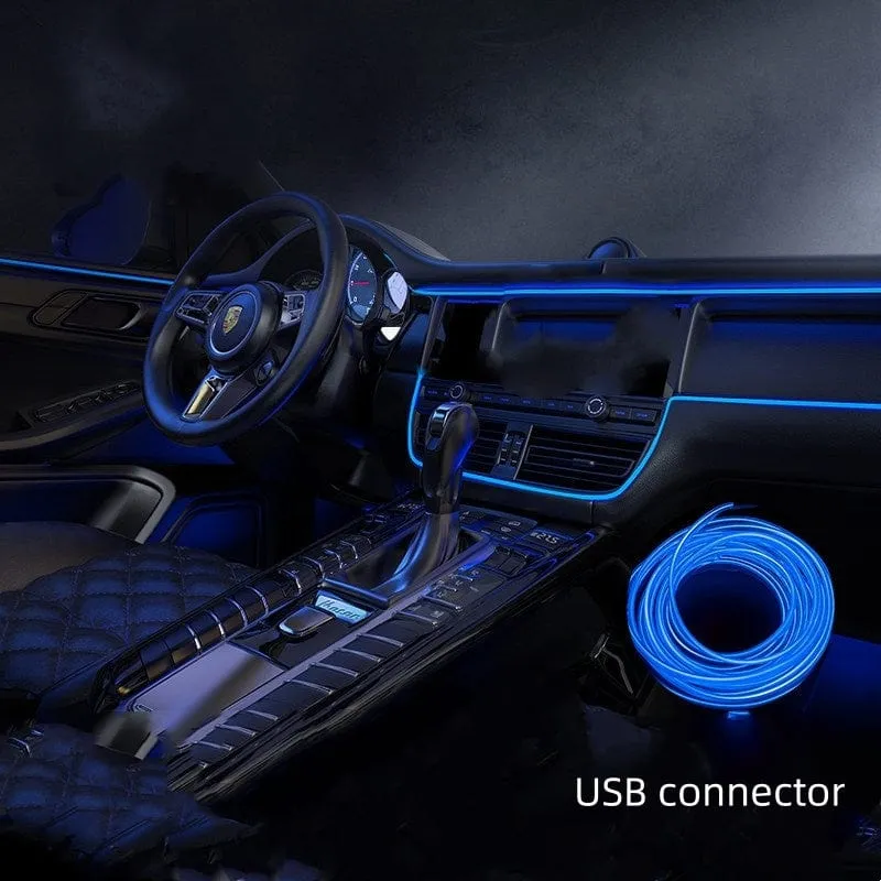 1 stück 300 cm Neue Auto Umgebungslicht Kaltlichtkabel Universelle Hohe Helligkeit LED Dekoration USB Kontaktloses EL Kaltlichtkabel Zum Emittieren von Licht