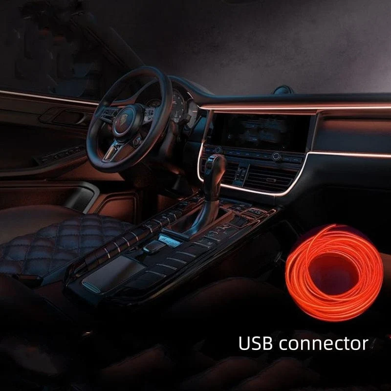 1 stück 300 cm Neue Auto Umgebungslicht Kaltlichtkabel Universelle Hohe Helligkeit LED Dekoration USB Kontaktloses EL Kaltlichtkabel Zum Emittieren von Licht