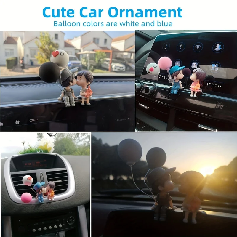Niedliche Ornamente, paar Actionfiguren, Luftballons, Ornamente für die Armaturenbrettdekoration im Auto