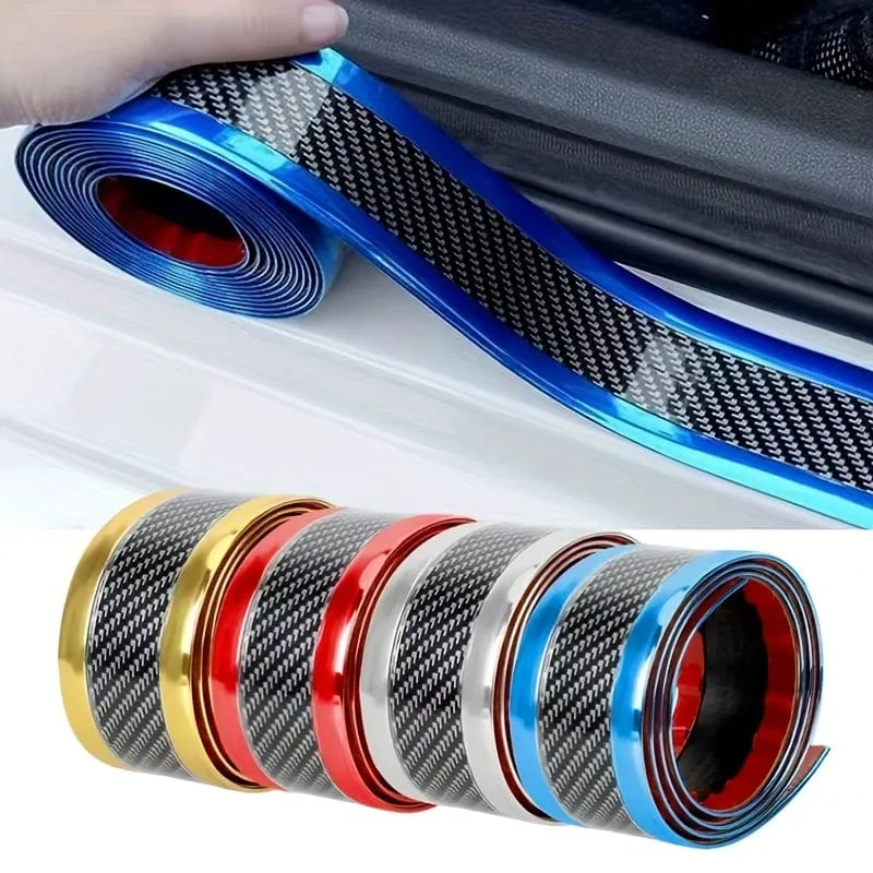 1 stück Aufkleber Anti Scratch Türschwellerschutz Gummistreifen Kohlefaser Auto Schwellenschutz Stoßfängerfolie Aufkleber Auto Styling