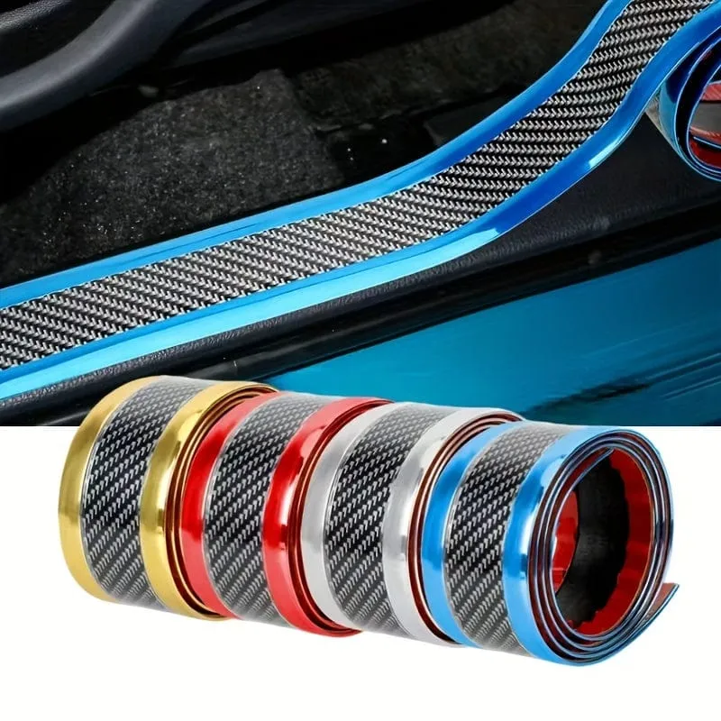 1 stück Aufkleber Anti Scratch Türschwellerschutz Gummistreifen Kohlefaser Auto Schwellenschutz Stoßfängerfolie Aufkleber Auto Styling