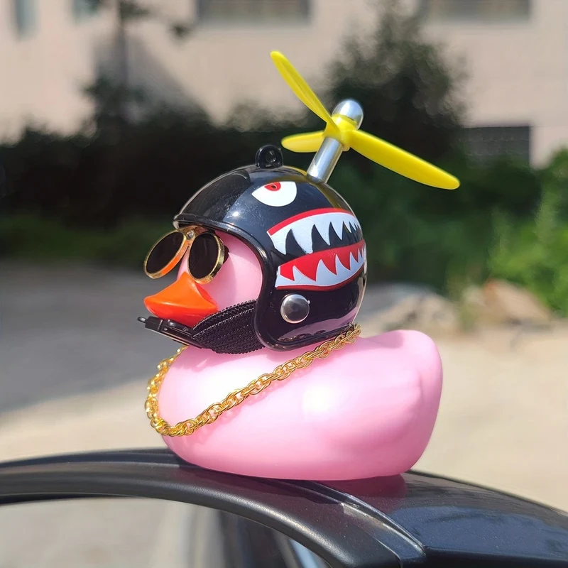 Kleine rosa Ente Windschutzente Kreative Bambus Libelle Windschutzente Auto Ornament Auto Dekoration