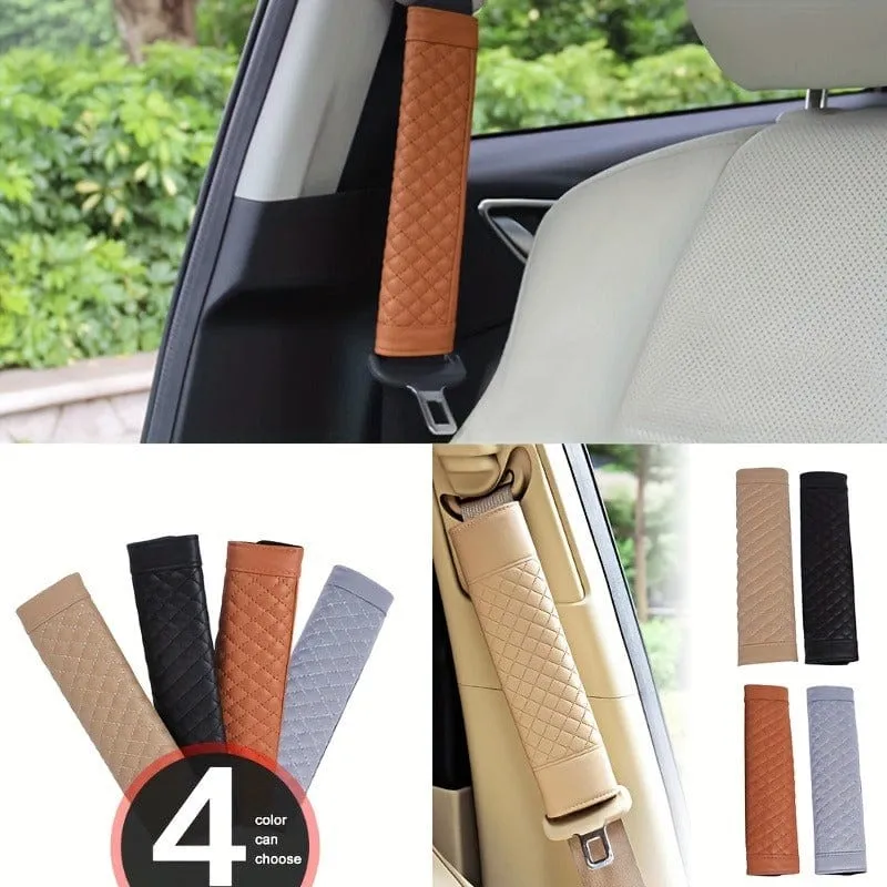 2 Stück Universal Auto Stilvoller Autosicherheitsgurt Kunstleder Autositz Schultergurtpolster Kissenbezug Autogurtschutz