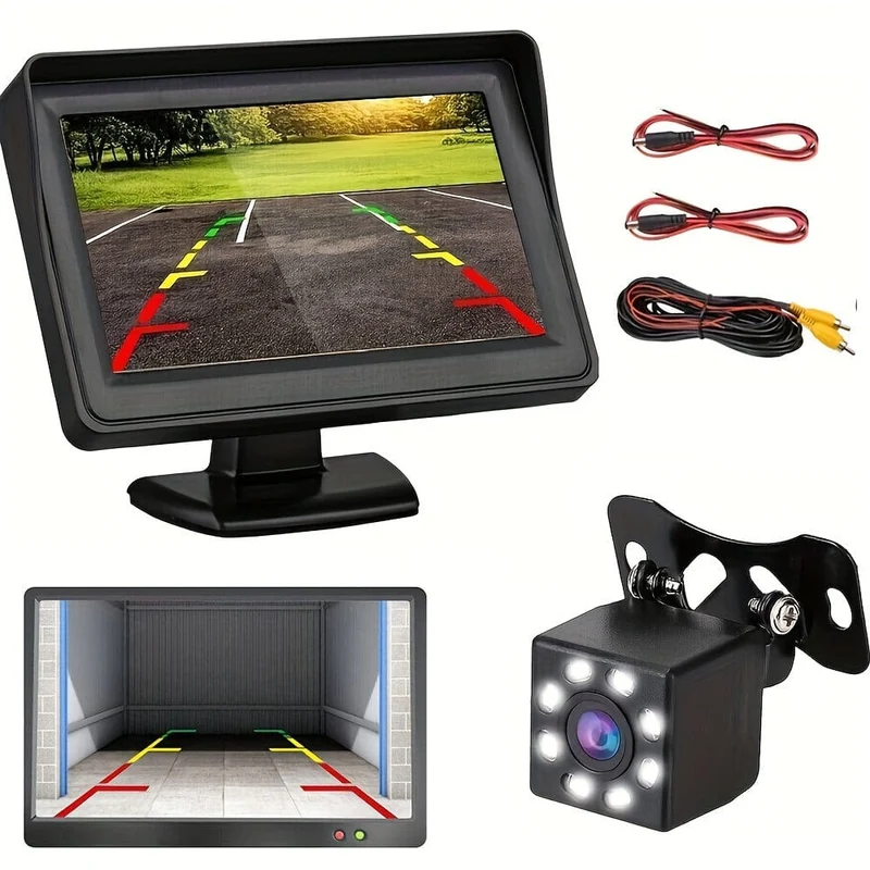Auto-Monitor-Kamera, 4.3-Zoll-Display, HD-Rückfahrkamera, Auto-Rückfahr-Set für Auto-Pickup, universell