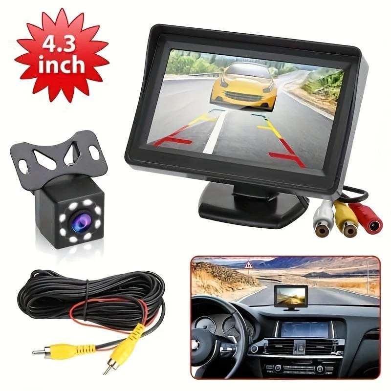 Auto-Monitor-Kamera, 4.3-Zoll-Display, HD-Rückfahrkamera, Auto-Rückfahr-Set für Auto-Pickup, universell